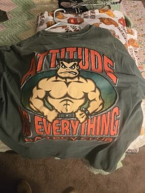 Vintage Bad Boy Club Graphic Sweatshirt - Green with Orange Print